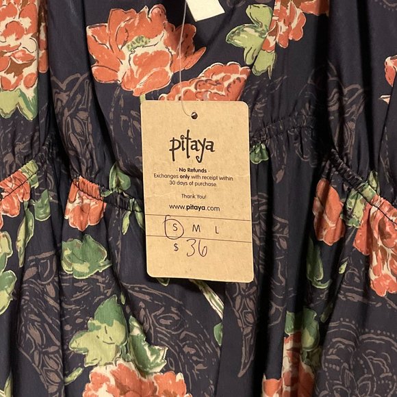Pitaya • Navy Floral Open Back Flowy Dress | Size S | NWT** - Picture 5 of 5